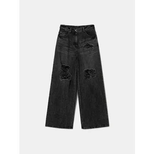 Джинсы  JUUN.J Destroyed Wide Denim Pants, размер XS, черный
