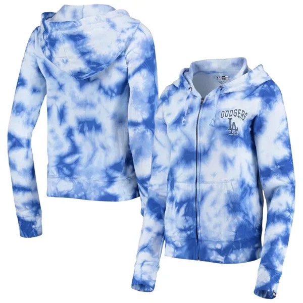 Женская флисовая толстовка с молнией во всю длину New Era Royal Los Angeles Dodgers Tie-Dye New Era