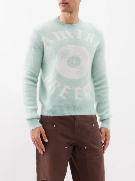 Вязаный свитер с логотипом-интарсией Amiri, зеленый