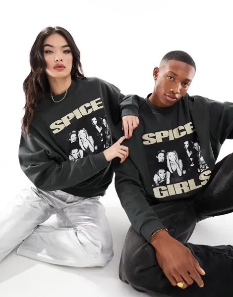 Темно-угольный оверсайз-толстовка унисекс с лицензионным принтом Spice Girls ASOS DESIGN