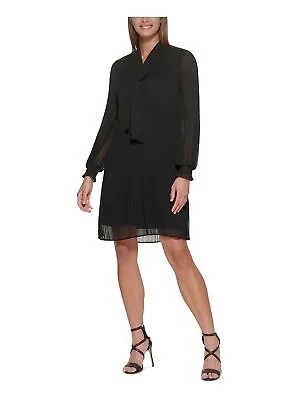 Женское вечернее платье прямого кроя DKNY с длинными рукавами и завязками выше колена на черной подкладке 4