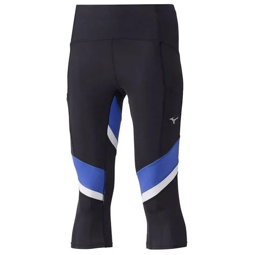 Тайтсы 3/4 беговые Mizuno 2020 Core 3/4 Tight (W) черный/синий/белый (US:S)