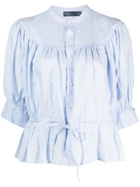Polo Ralph Lauren льняная блузка Saya в полоску, синий