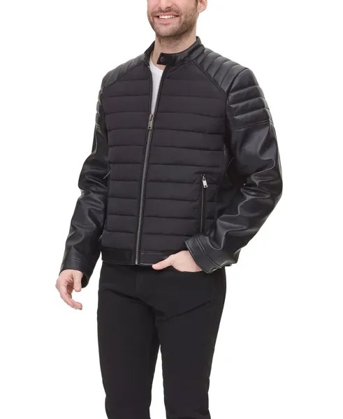 Стеганая мужская куртка racer из смешанной техники, созданная для macy's DKNY, черный