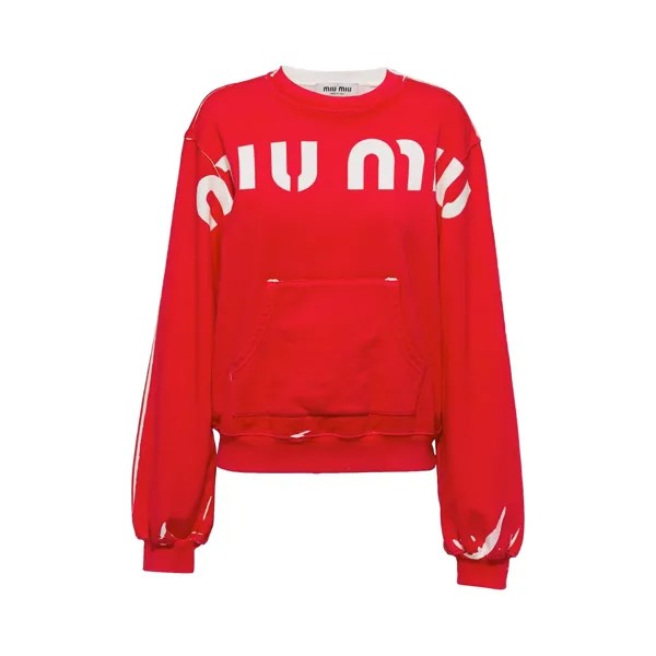 Джемперы с логотипом Miu Miu Felpa, цвет красный