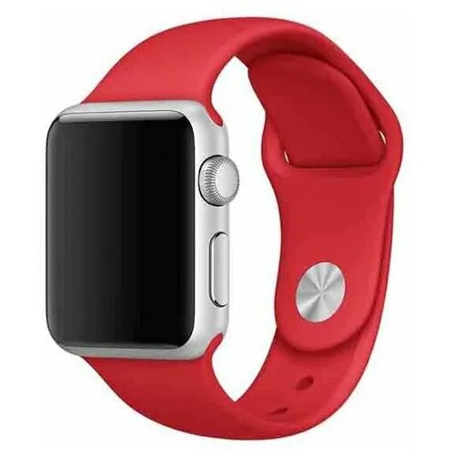 Ремешок для часов Apple Watch series 1-6, SE 38-40mm и series 7 41mm / Сменный браслет премиум качества с застежкой для умных смарт часов Эпл Вотч серии 1-6, Эпл Вотч СЕ 38-40мм и серия 7 41мм / Силиконовый ремешок (Sport Premium) для часов (Red S)
