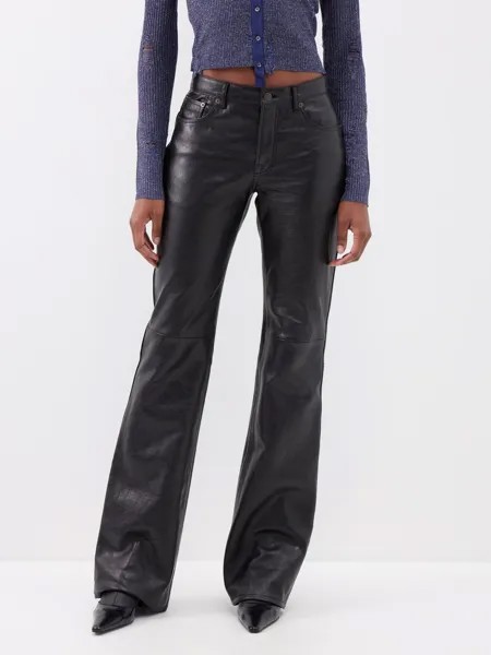 Расклешенные кожаные брюки lios Acne Studios, черный
