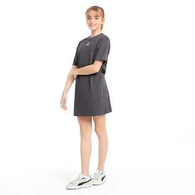 Платье-футболка с коротким рукавом Puma Grl для молодых девушек серое повседневное 533393-55