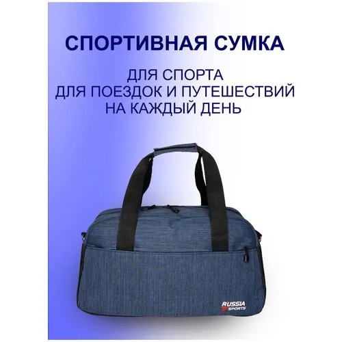 Сумка спортивная , 20 л, 45х25х20 см, ручная кладь, мультиколор, синий