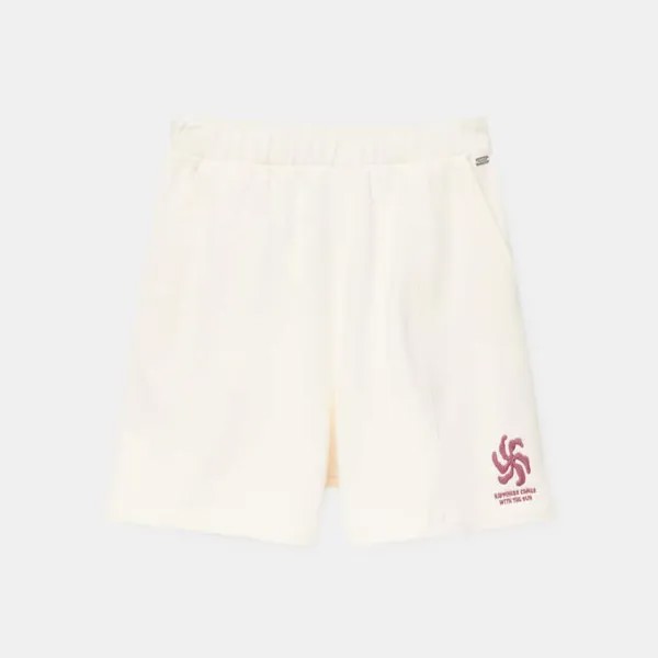 Шорты Pull&Bear Embroidered Jogger Bermuda, бежевый