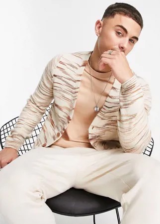 Бежевый кардиган из пряжи секционного крашения ASOS DESIGN-Светло-бежевый цвет
