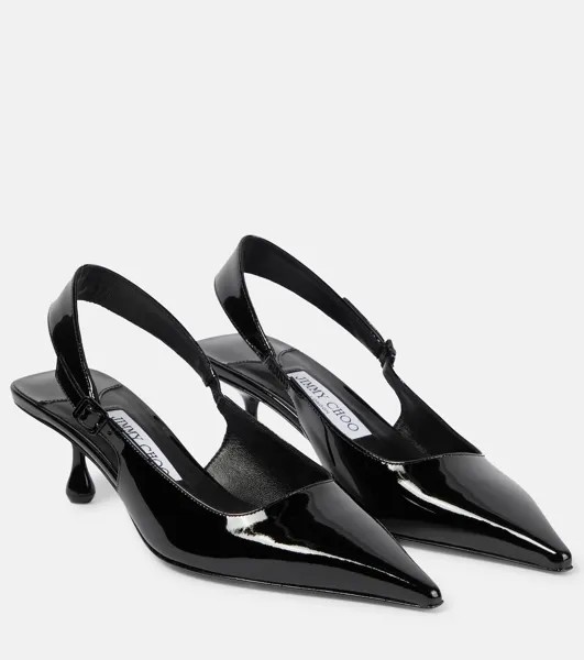 Туфли amel 50 из лакированной кожи с пяткой на пятке Jimmy Choo, черный