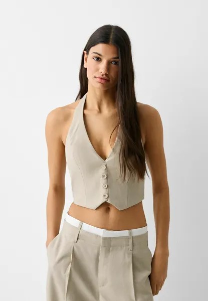 Жилет TAILORED HALTER Bershka, цвет camel