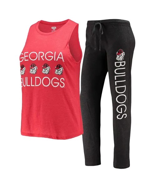 Женская черная, красная майка и брюки Georgia Bulldogs, комплект для сна Concepts Sport