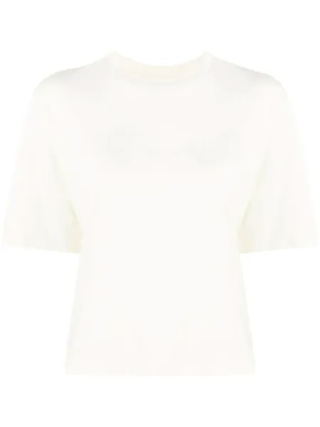 Off-White футболка с тисненым логотипом, нейтральный цвет