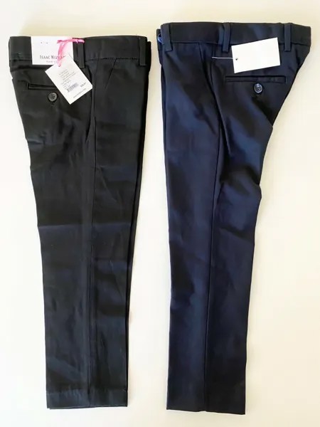 2 пары ISAAC MIZRAHI для мальчиков, темно-синий и черный тонкий шерстяной костюм, классические брюки 4