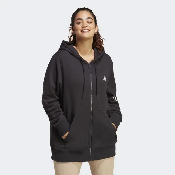 Толстовка из френч терри с молнией во всю длину Essentials (большие размеры) Adidas, цвет Black/White