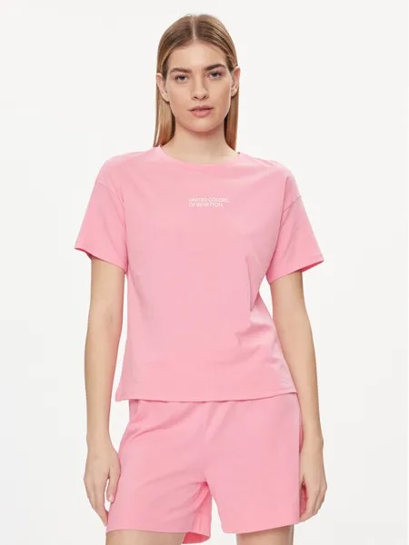 Пижамная футболка стандартного кроя United Colors Of Benetton, розовый