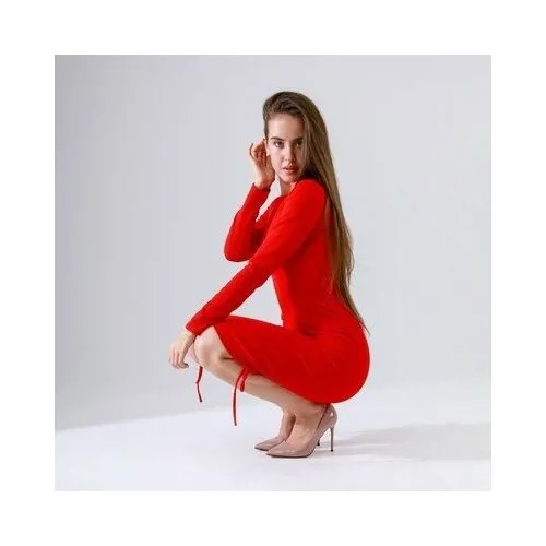 Платье-лапша SL Russian Brand, повседневное, до колена, размер 40, красный