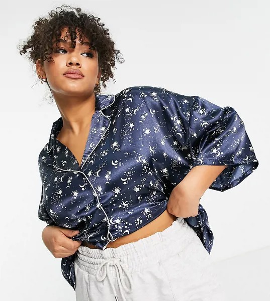 Рубашка с короткими рукавами и космическим принтом Vero Moda Curve – Выбирай и Комбинируй-Разноцветный