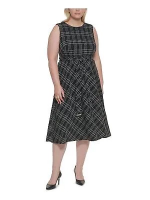 CALVIN KLEIN Черное женское платье трапециевидной формы без рукавов с завязками на подкладке, большие размеры 16W