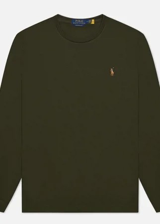 Мужской лонгслив Polo Ralph Lauren Custom Slim Fit Interlock, цвет оливковый, размер XXL