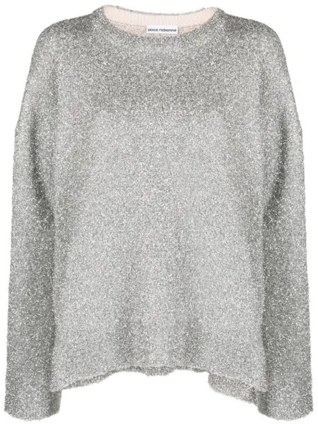 Rabanne metalized crew-neck jumper, серый