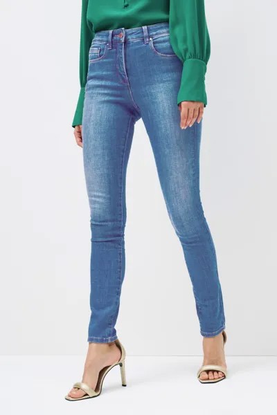 Моделирующие и утягивающие джинсы с застежкой на пуговицы Next, синий