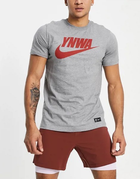 Серая футболка с логотипом-галочкой Nike Football Liverpool FC YNWA-Серый