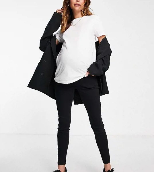 Черные джинсы из органического хлопка с накладкой поверх животика Topshop Maternity Jamie-Черный цвет