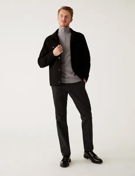 Эластичные брюки чинос обычного кроя Marks & Spencer, черный микс