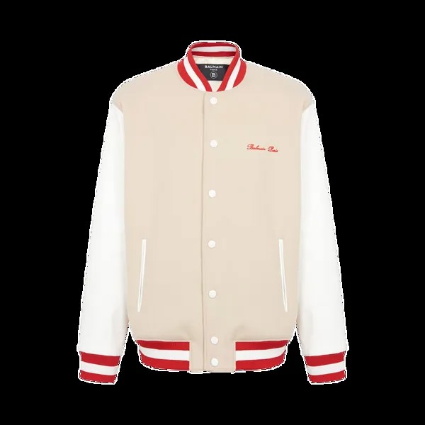 Куртка Balmain Bicolor Signature Varsity 'Ivory/Off White/Red', загар