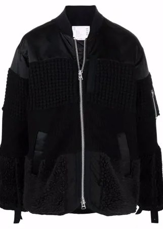 Sacai шерстяная куртка-бомбер со вставками