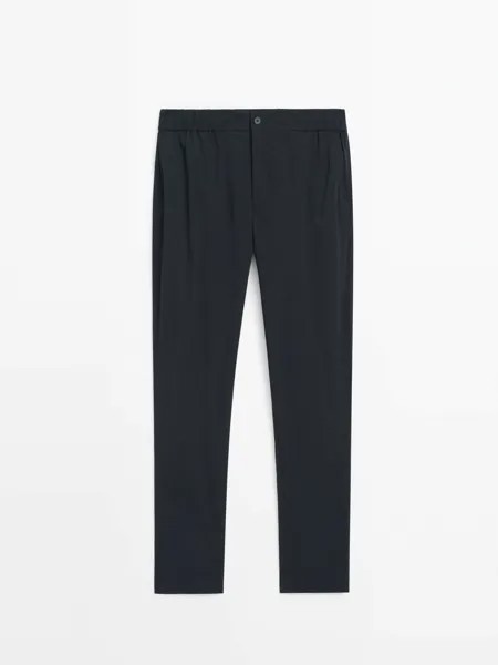 Брюки-джоггеры Massimo Dutti Studio, темно-синий