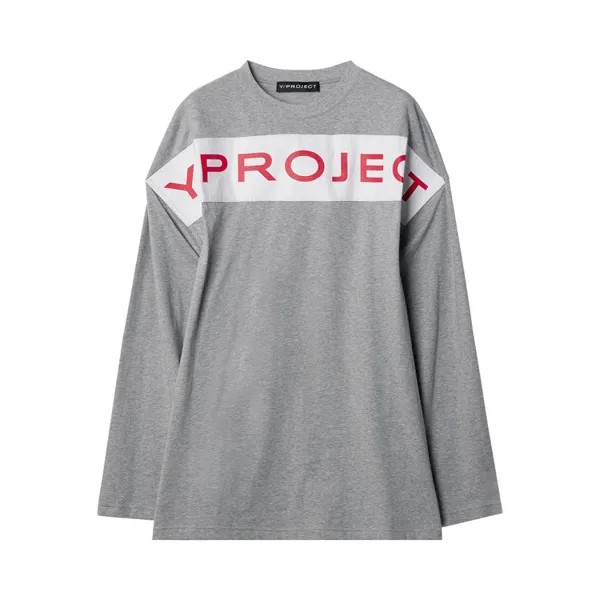 Футболка Y/Project Scrunched Logo Long-Sleeve T-Shirt, цвет Grey Melange