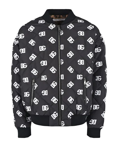 Черная куртка-бомбер со сплошным лого Dolce&Gabbana детская