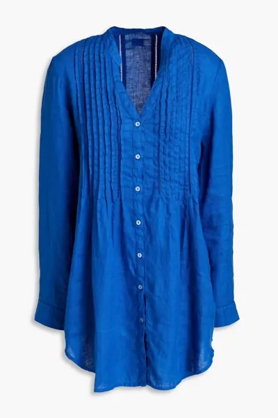 Льняная блузка с защипами 120% Lino, королевский синий