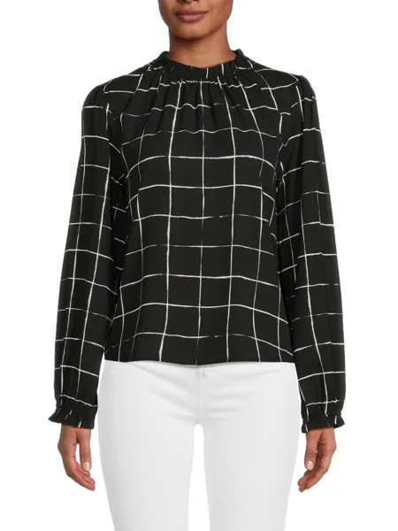 Топ с абстрактным воротником и рюшами Calvin Klein, цвет Black White
