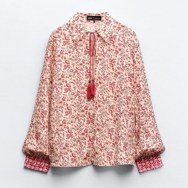 Блузка Zara Floral Print, мультиколор