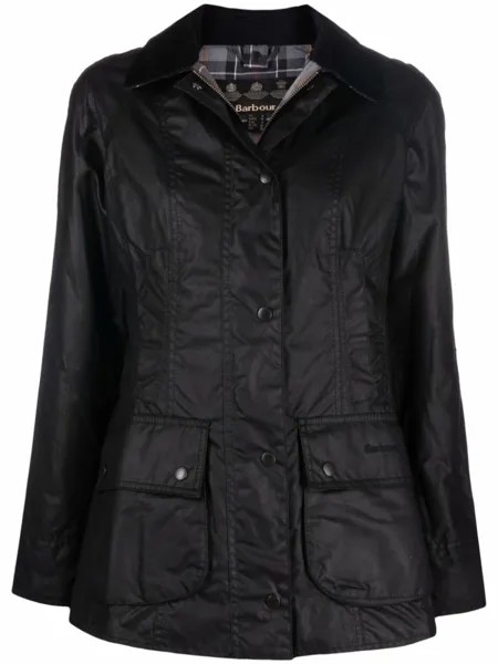 Barbour вощеная куртка на пуговицах, черный