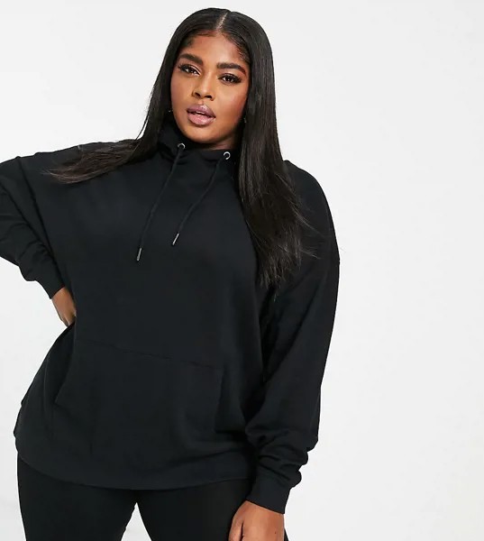 Черный oversized-худи бойфренда из органического хлопка ASOS DESIGN Curve