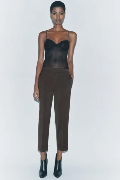 Брюки капри ZARA, коричневый