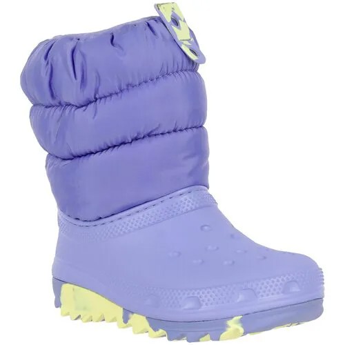Сапоги дутики Crocs,  Classic Neo Puff Boot T, демисезон/зима, ЭВА, размер C6 (22-23EU), голубой, фиолетовый