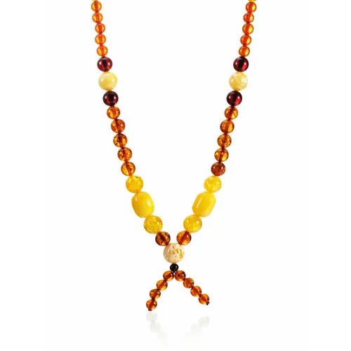 Бусы AmberHandmade, янтарь, длина 64 см, желтый, коричневый