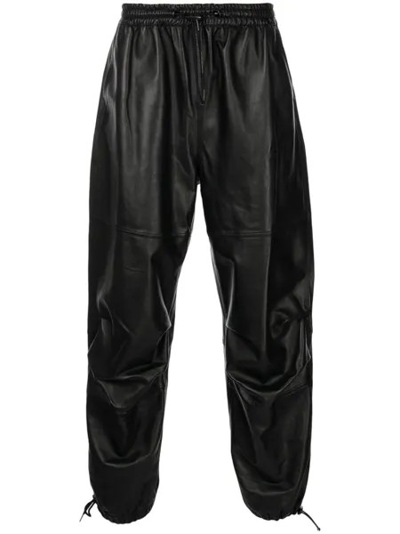 Широкие спортивные брюки из искусственной кожи Alexander Wang, черный