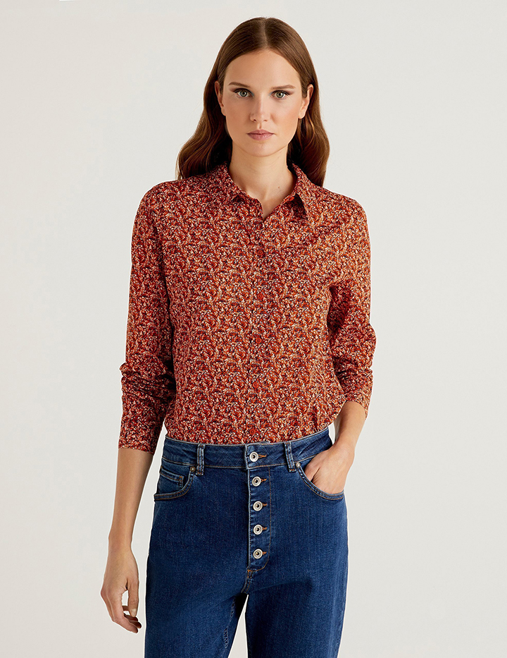 Рубашка женская United Colors of Benetton 21A_5OA95Q8U4 разноцветная M