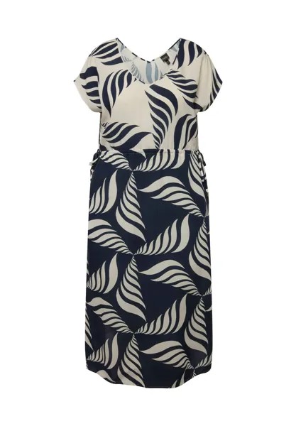 Платье из джерси GEOMETRIC CAP SLEEVE Ulla Popken, темно-синий