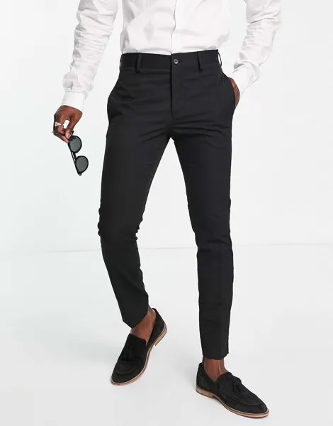 Черные однотонные узкие брюки для свадьбы Bolongaro Trevor