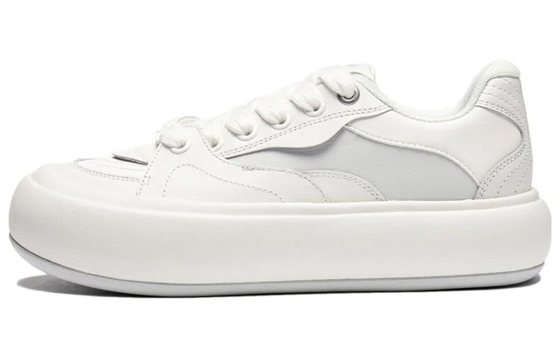 Кроссовки LiNing Puff Platform Skateboarding Shoes Women's Low-top White/Gray, белый/серый