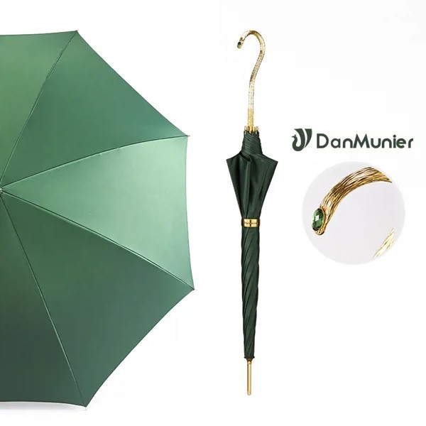 Зонт женский с длинной ручкой, люксовый модный простой большой зонтик золотого цвета от солнца и дождя, винтажный, U5B